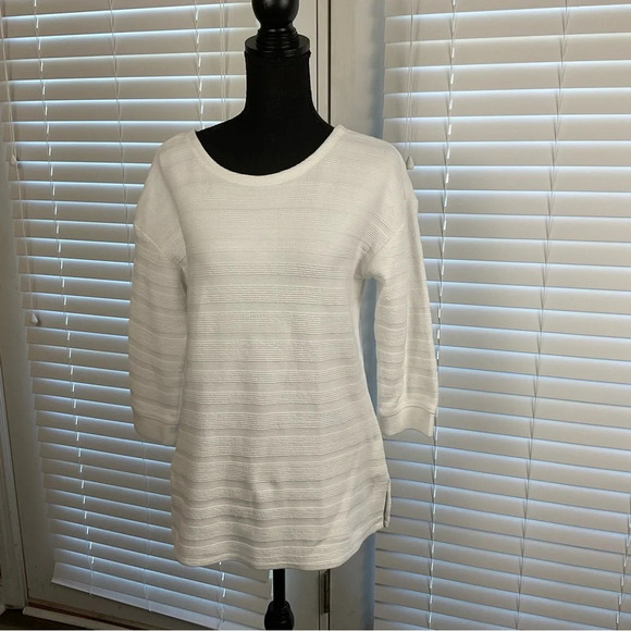 Talbots White Tunic with Blue/White Open Back.  Size M Petite - Picture 7 of 13